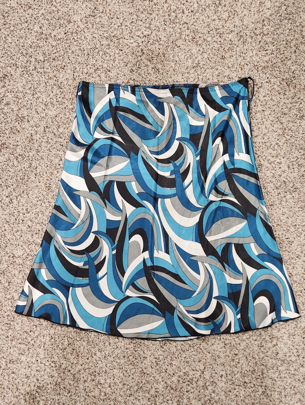 Wrapper Blue Abstract Print A-Line Skirt Size L
